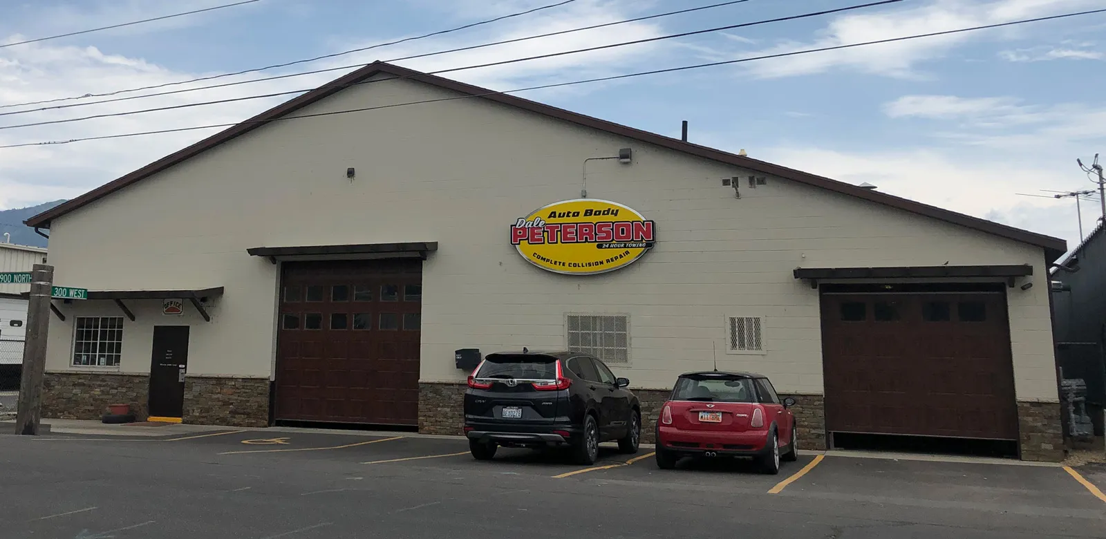 Dale Peterson Auto Body shop front in Springville, UT